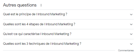 Fonction autres questions de google