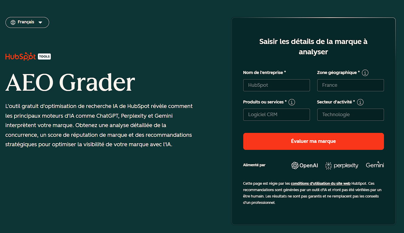 ai l'IA SEO Grader de HubSpot